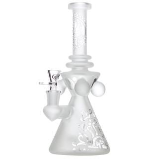 10" Biigo Glass Frosted Water Pipe With Etched Design - Supply Natural