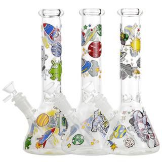 10" Glass Water Pipe With Bowl & Down Stem Space Man Assorted Bong - Supply Natural