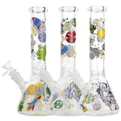 10" Glass Water Pipe With Bowl & Down Stem Space Man Assorted Bong - Supply Natural