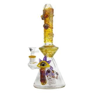 11" Biigo Glass Water Pipe Yellow Monster Eye Design - Supply Natural