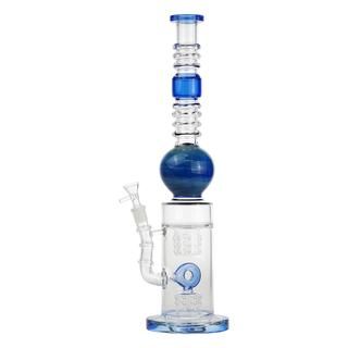 18" Glass Water Pipe With Ringed Neck Design Assorted Colors Bong - Supply Natural