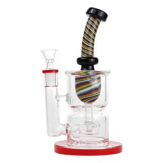 8" Glass Water Pipe With Perc & Striped Neck bONG - Supply Natural