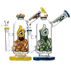 10" Biigo Glass Water Pipe Eye Perc With Flowers On Top - Supply Natural