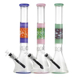 17" Glass Water Pipe Classic Baker Style Wit Ice Pinch Assorted Colors - Supply Natural