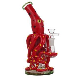 8" Glass Water Pipe Octopus Clay Design  bong - Supply Natural