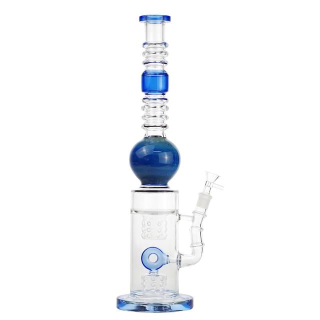 18" Glass Water Pipe With Ringed Neck Design Assorted Colors Bong - Supply Natural