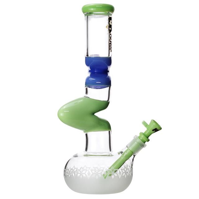 13" MK100 Zinger Milk Mini Glass Water Pipe Green/Babe Blue - Supply Natural