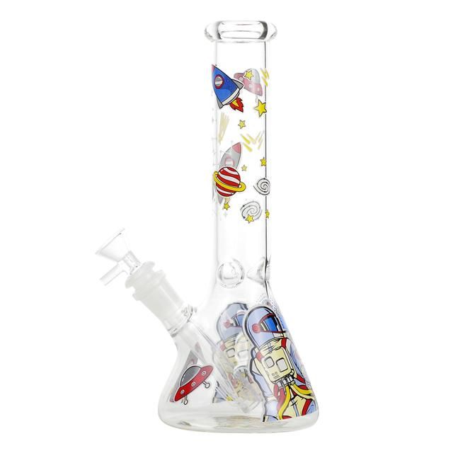 10" Glass Water Pipe With Bowl & Down Stem Space Man Assorted Bong - Supply Natural