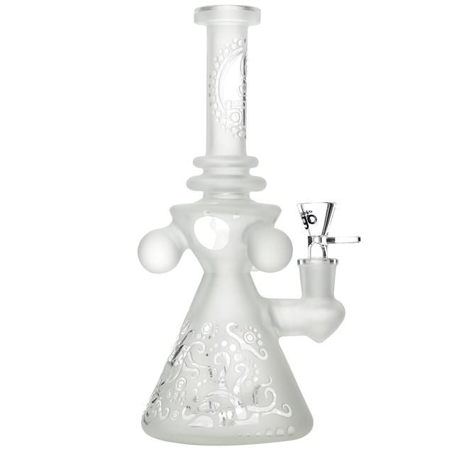 10" Biigo Glass Frosted Water Pipe With Etched Design - Supply Natural