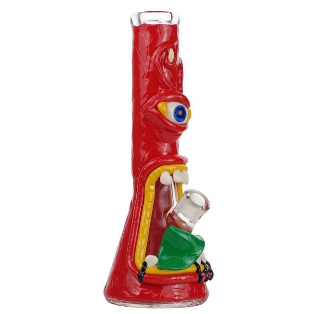 14" Glass Water Pipe Clay Monster Design  Bong - Supply Natural