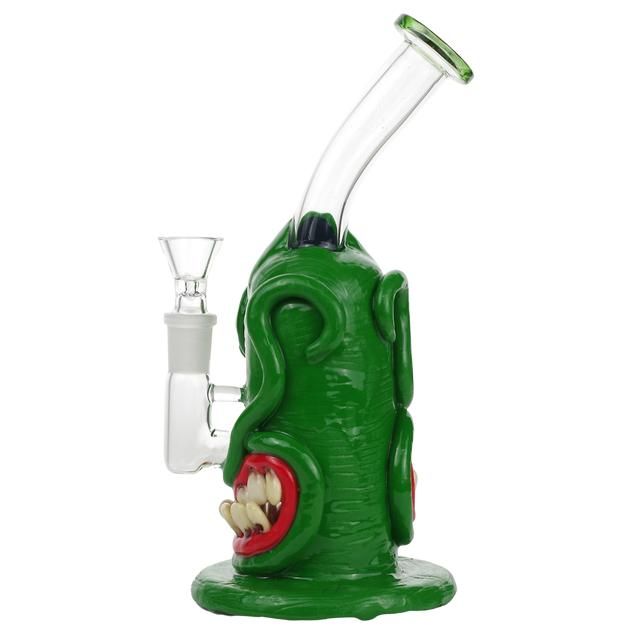 8" Glass Water Pipe Clay Monster Design bong - Supply Natural