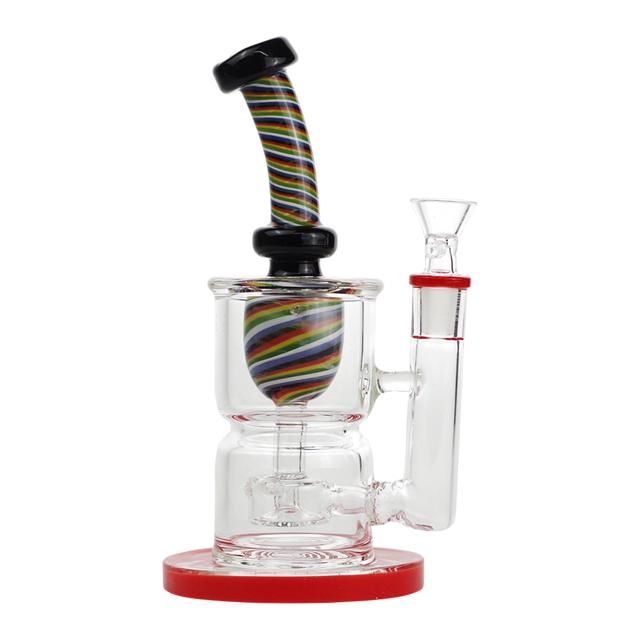 8" Glass Water Pipe With Perc & Striped Neck bONG - Supply Natural