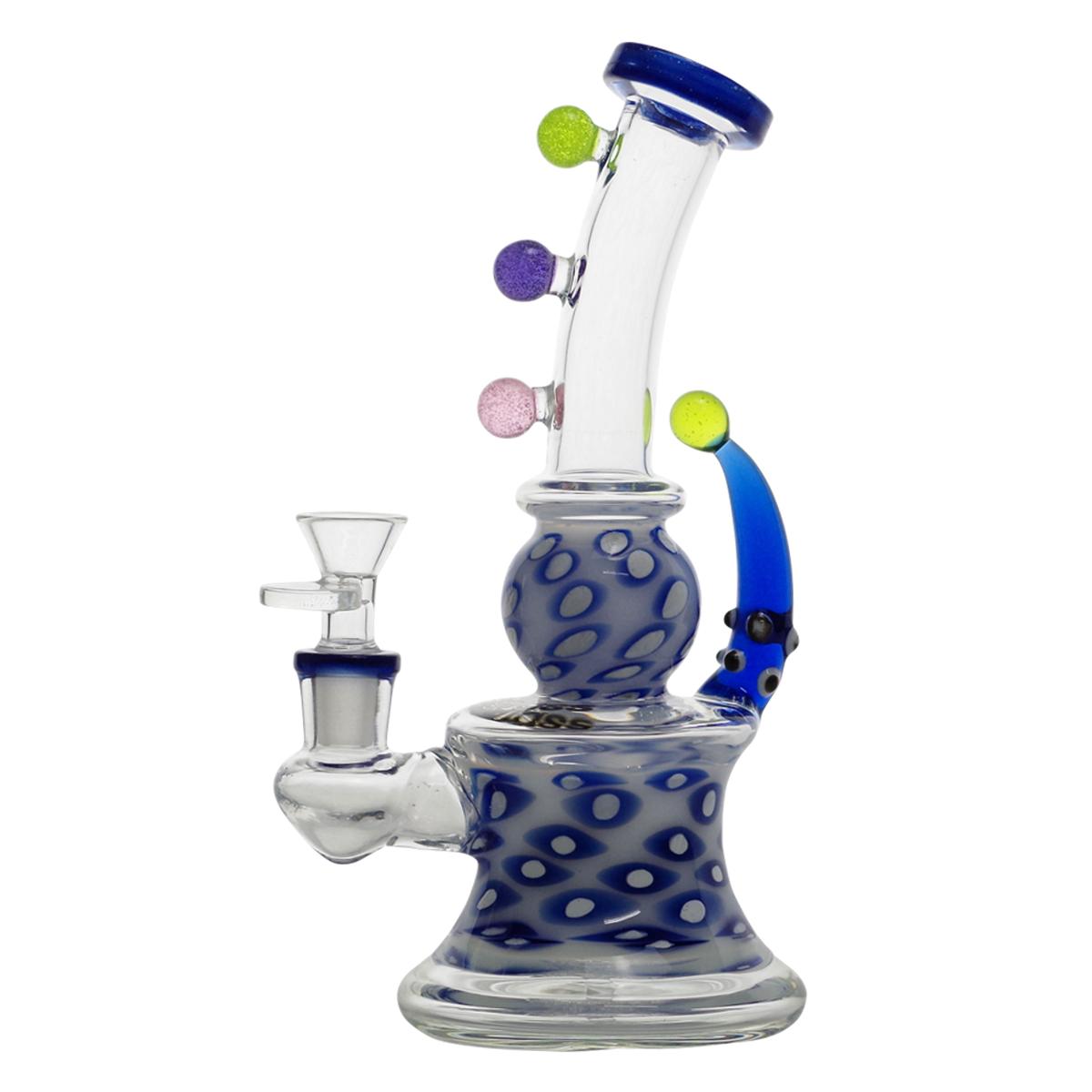 Biigo 6" Glass Water Pipe Dots & Horn Design Bong - Supply Natural