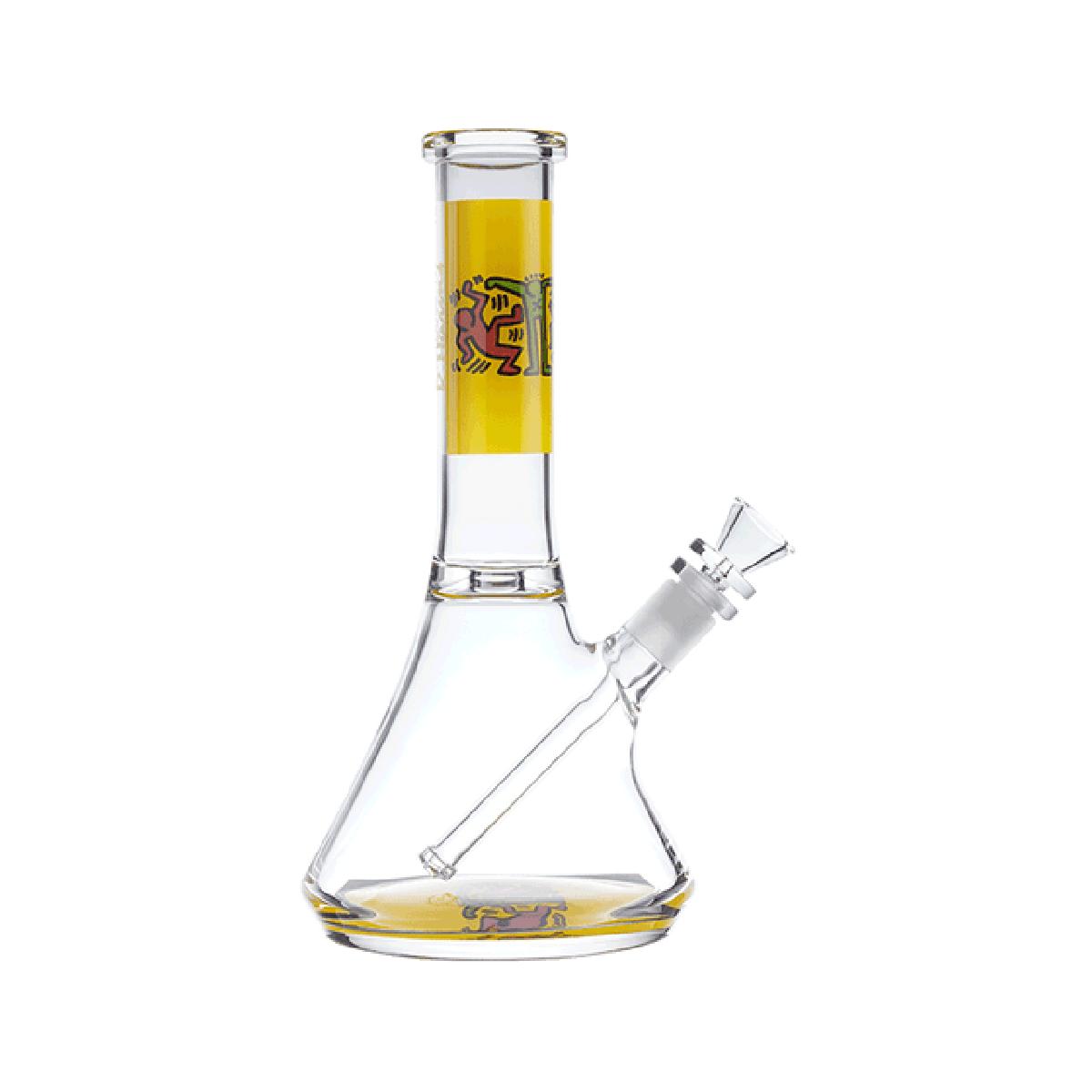 K. Haring Glass Water Pipe Yellow Pattern Bong - Supply Natural