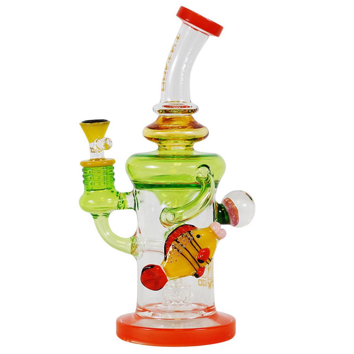 Tataoo Glass Water Pipe With Fish & Flower  Bong - Supply Natural