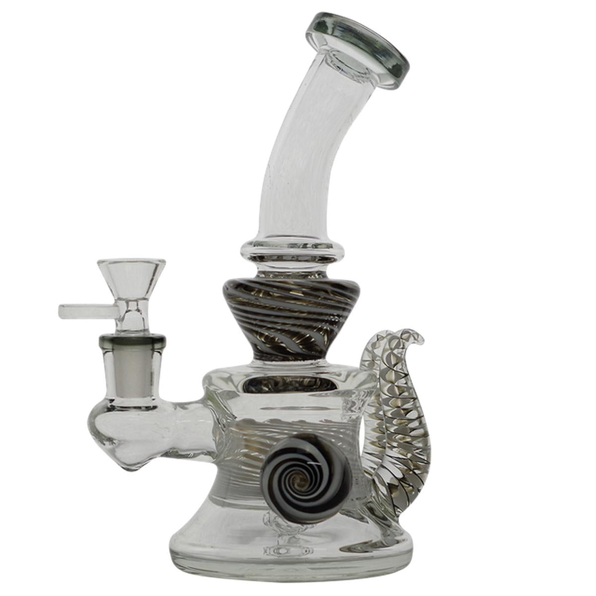 7" Glass Water Pipe With Middle Ball & Horn Design Bong - Supply Natural