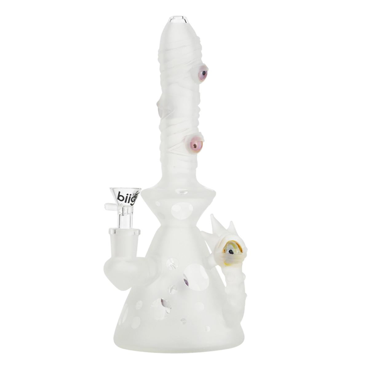 Biigo 11" Glass Water Pipe Frosted Monster Eye Design Bong - Supply Natural