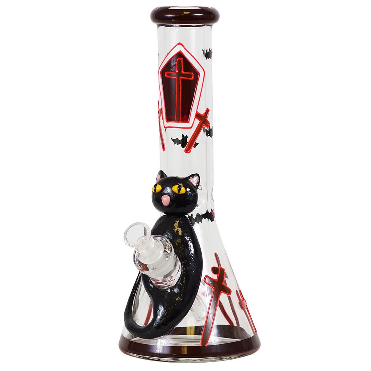 14" 3D Water Pipe Cat & Casket  Bong - Supply Natural