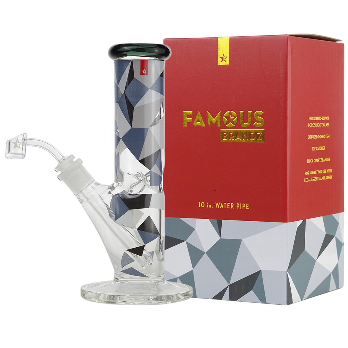 10" Famous Brandz Water Pipe With Banger & Downstem Digital Design Bong - Supply Natural