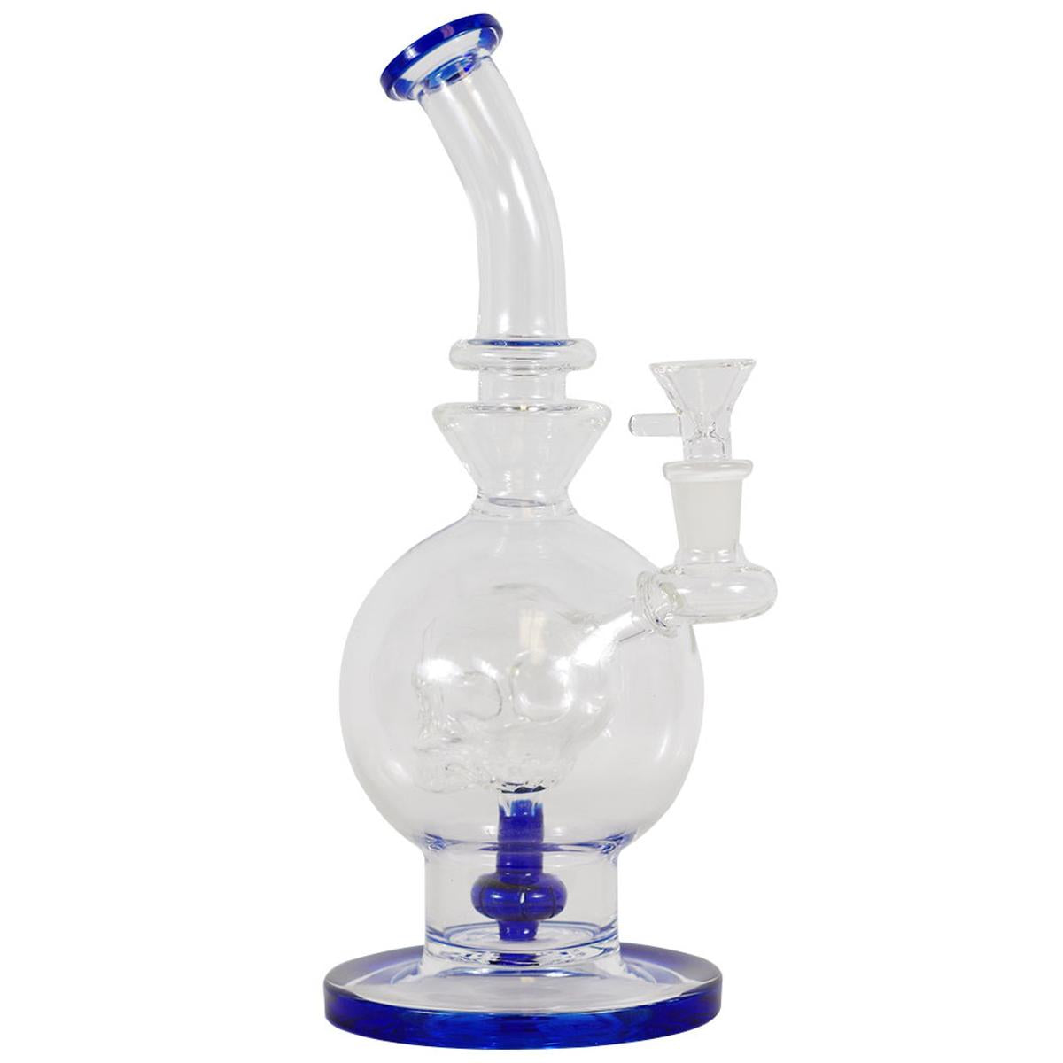 14" Round Bottom Water Pipe With Skull Perc Bong - Supply Natural