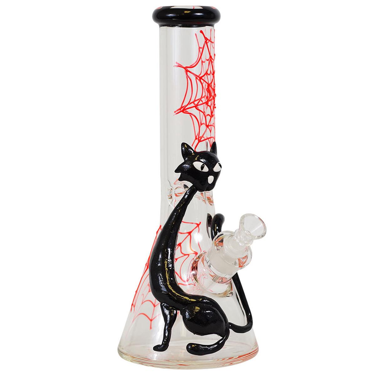 14" 3D Water Pipe Cat & Spider Web  Bong - Supply Natural