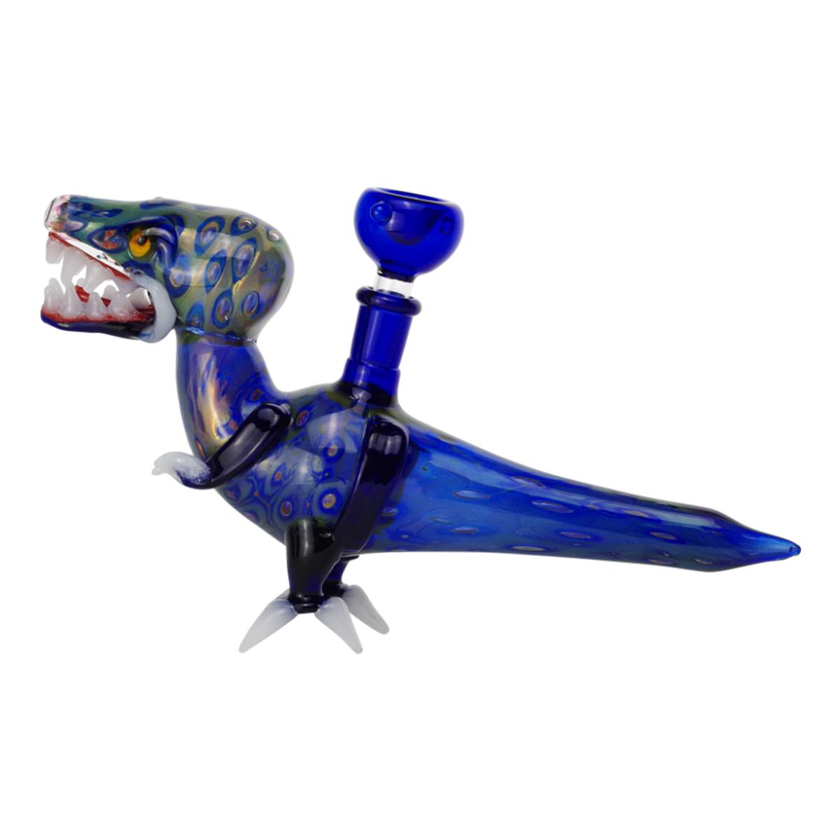 7” Glass Water Pipe Gold Fumed Dinosaur Design Bong - Supply Natural