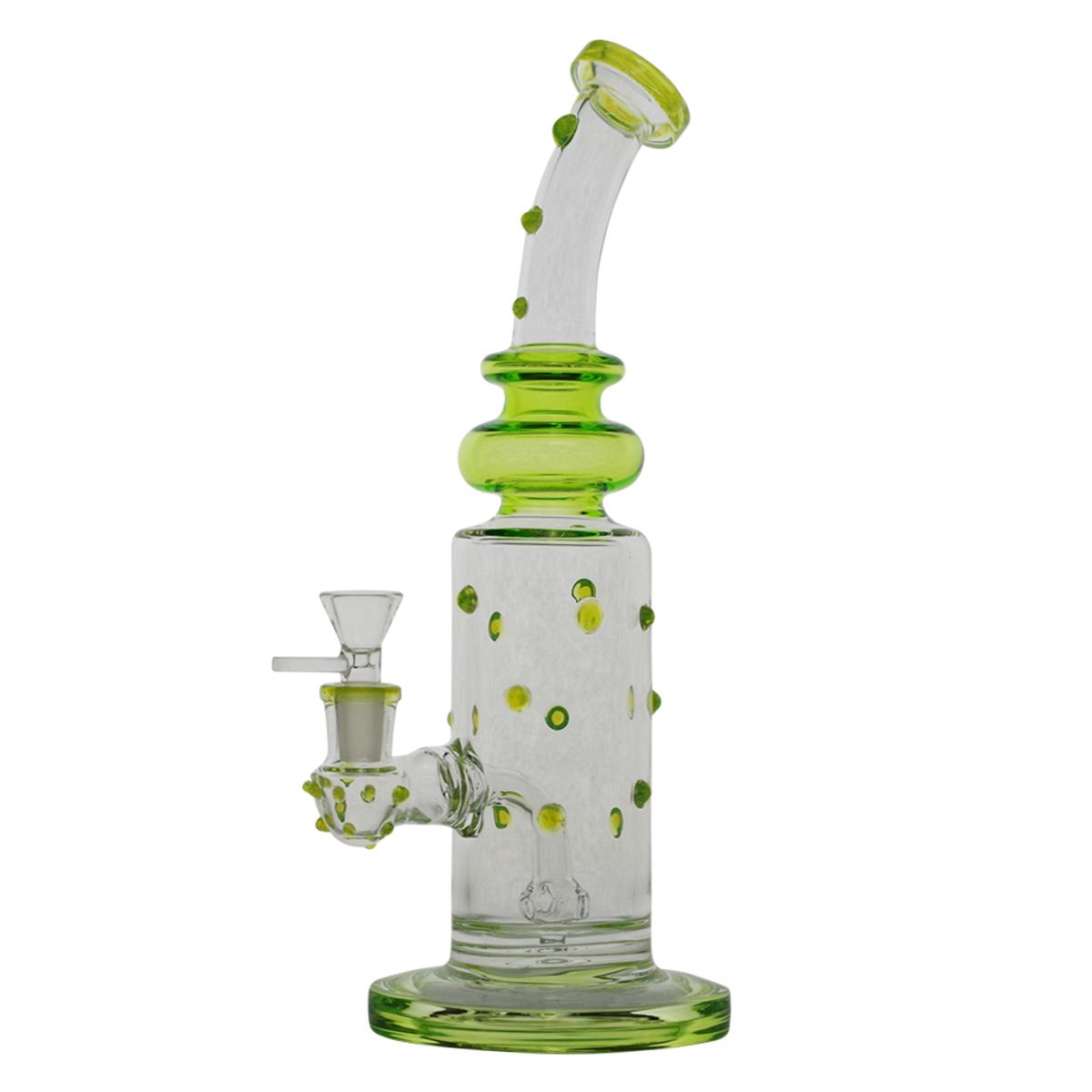 13" Glass Water Pipe Dotted Bent Neck Design  Bong - Supply Natural