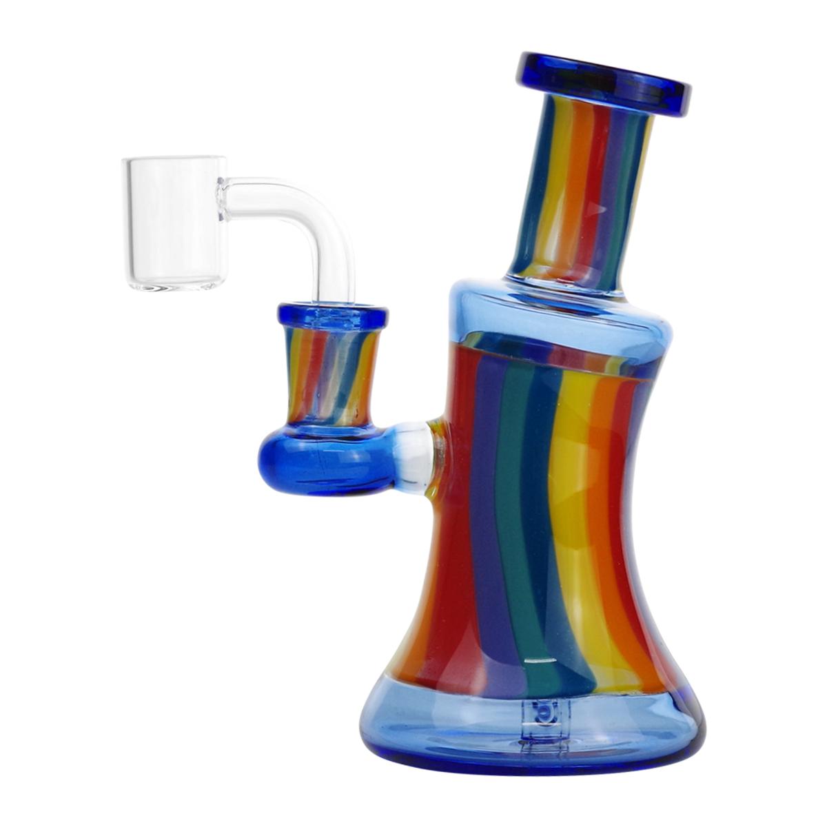 6.3" Glass Water Pipe Rainbow Color With Quartz Banger Bong - Supply Natural