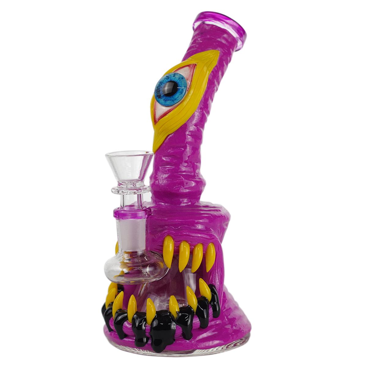 7.5" Glass Water Pipe With Clay Monster Bong - Supply Natural