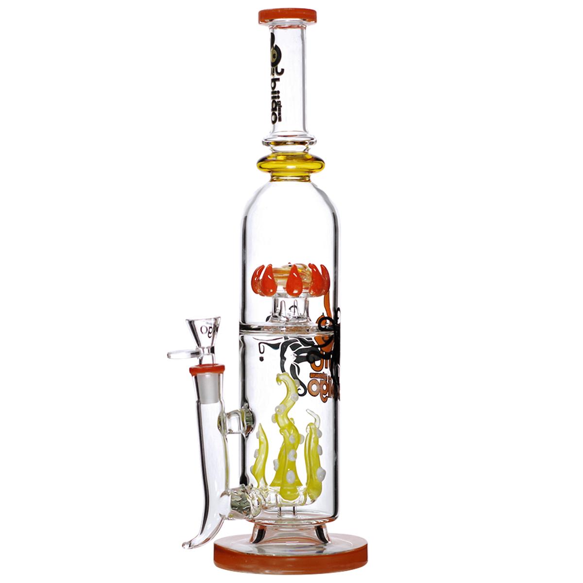 16" Biigo Glass Water Pipe Dual Perc Design Orange Bong - Supply Natural