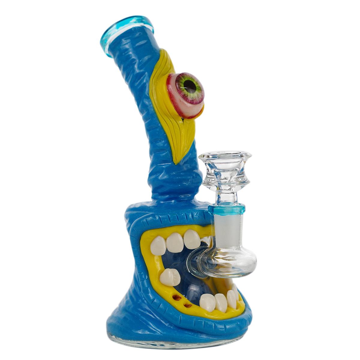 7.5" Glass Water Pipe With Clay Monster Bong - Supply Natural