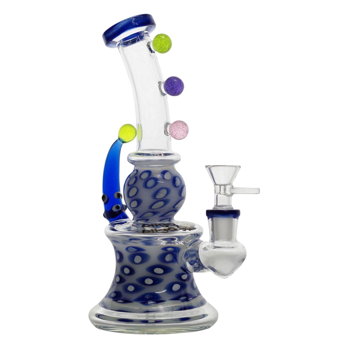 Biigo 6" Glass Water Pipe Dots & Horn Design Bong - Supply Natural