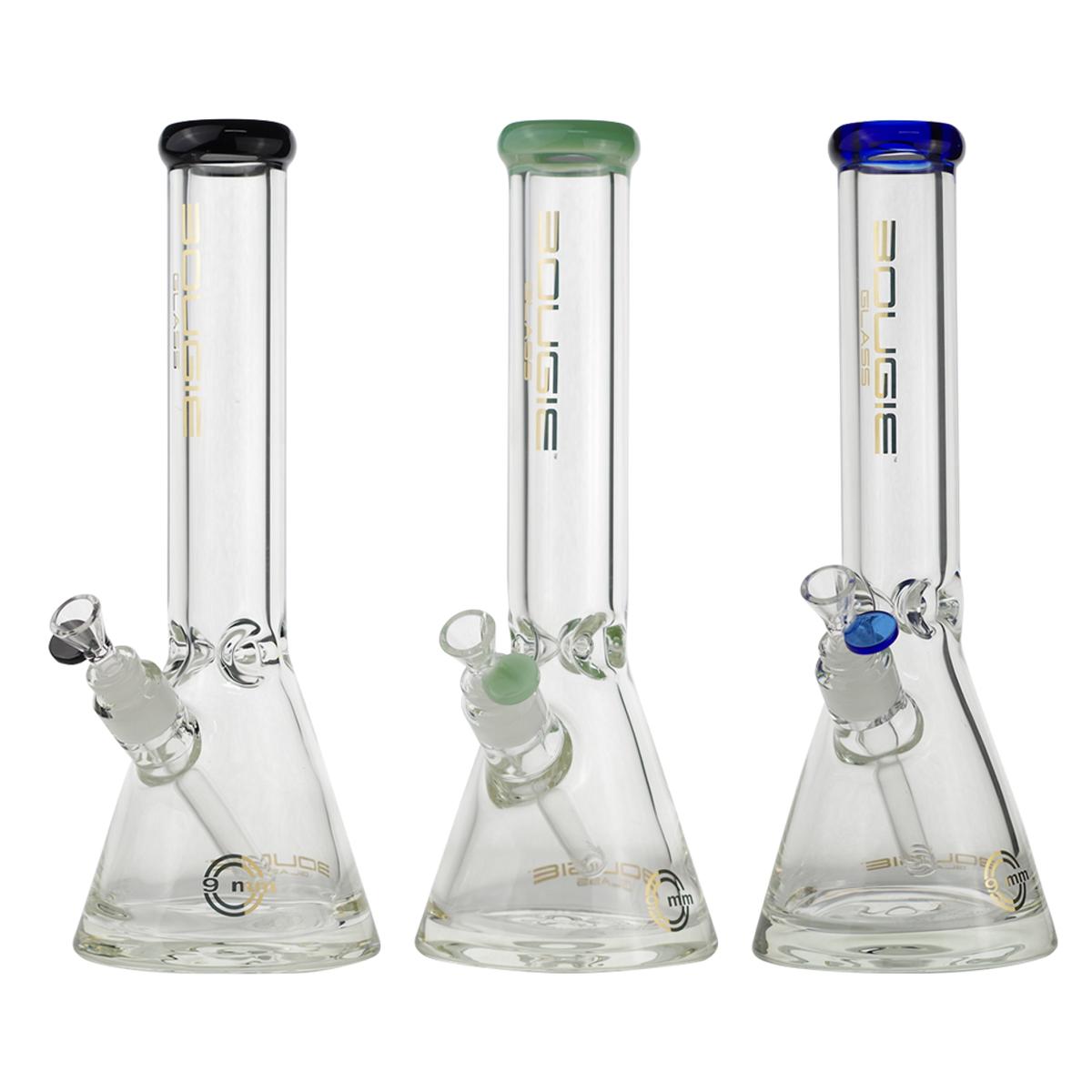 Bougie Glass 14" 9mm Thick Water Pipe Beaker Style With Ice Pinch Bong - Supply Natural