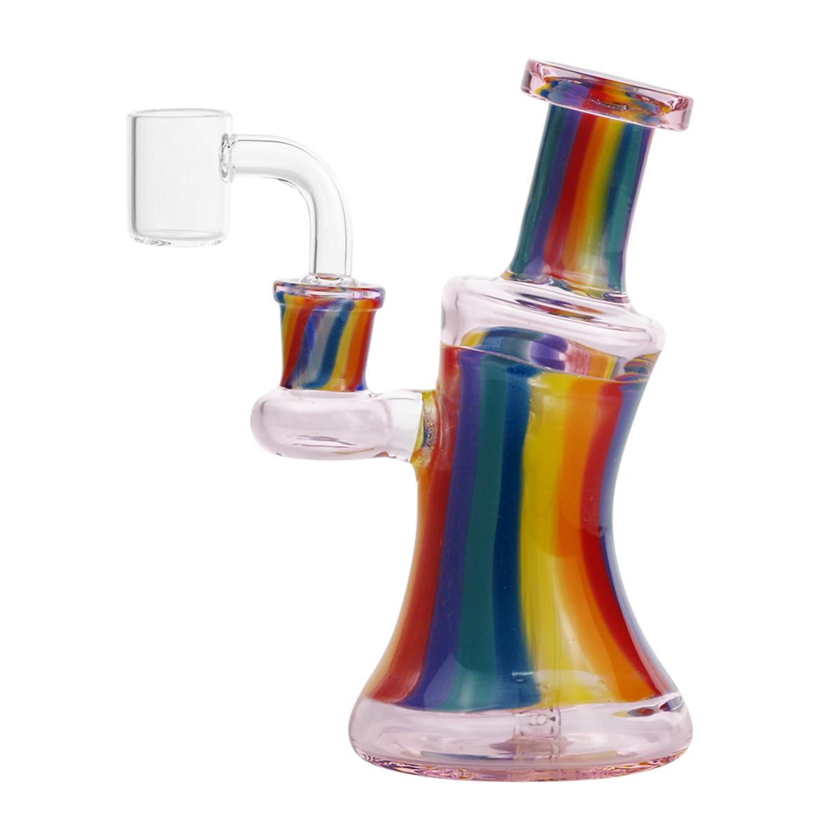 6.3" Glass Water Pipe Rainbow Color With Quartz Banger Bong - Supply Natural