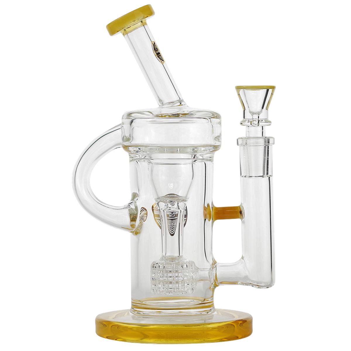 Bougie Glass 8" Water Pipe Recycler Style With Matrix Perc Yellow Bong - Supply Natural