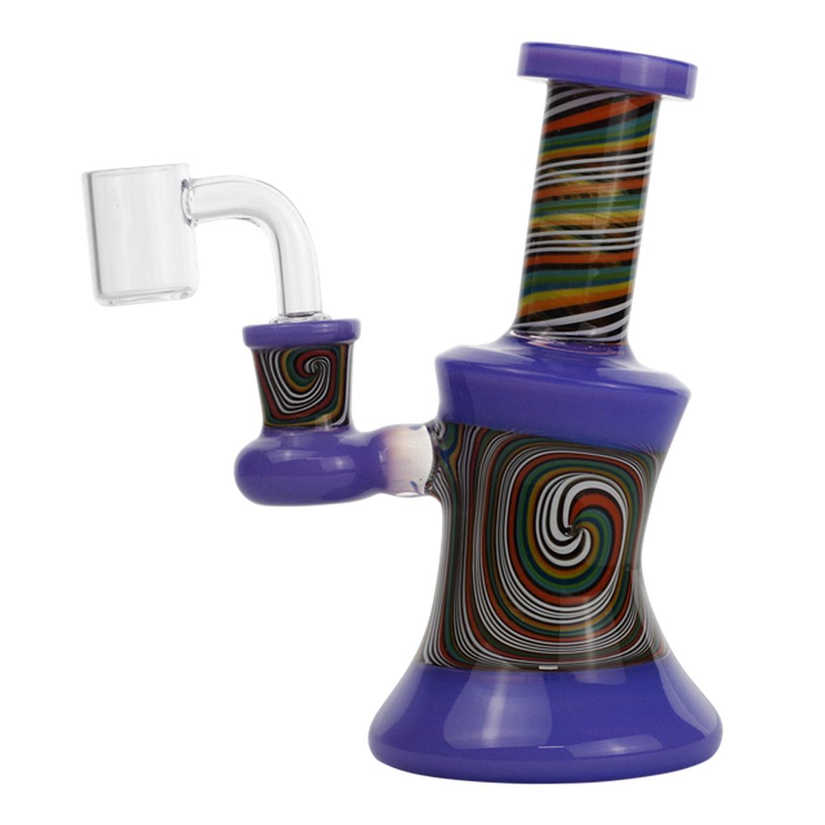 5.3" Glass Water Pipe Striped Design Includes Quartz Banger Bong - Supply Natural