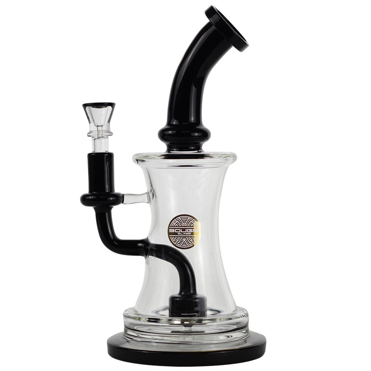 Bougie Glass 8" Water Pipe Recycler Style With Matrix Perc Black Bong - Supply Natural