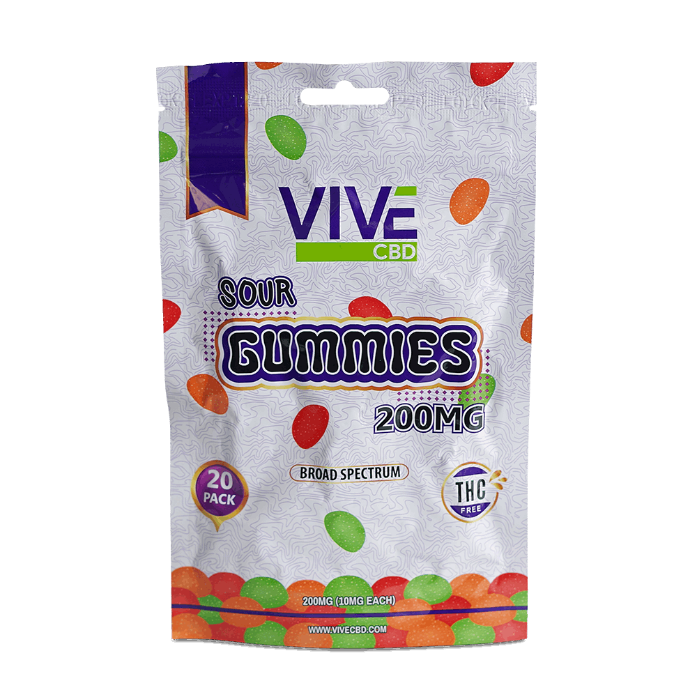 CBD Sour Gummies Broad Spectrum 200mg 20 Per Pack - Supply Natural