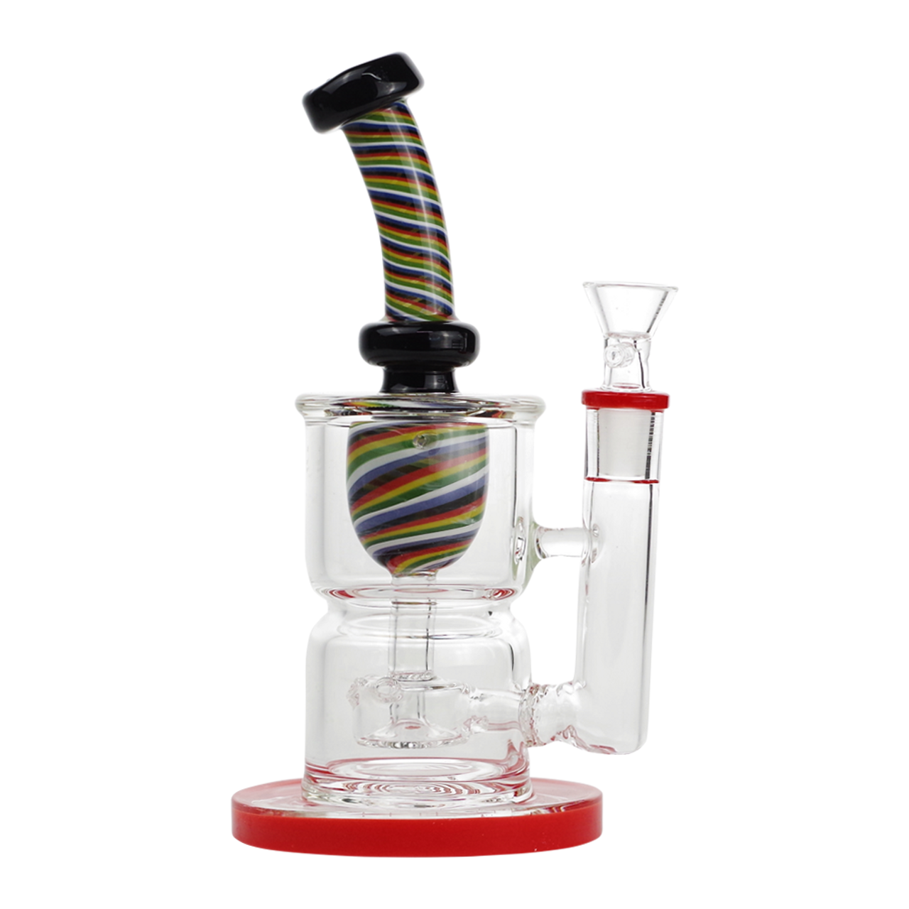 8" Water Pipe With Perc & Striped Neck - Supply Natural